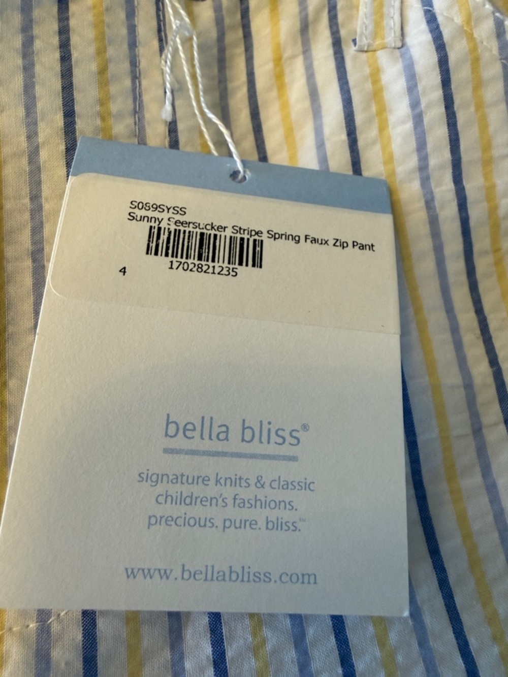 bella bliss Yellow and Blue Seersucker Stripe Pants